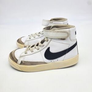 Nike BLAZER MID' 77 Sneakers Youth Kid's Sz 13.5C White Black Shoes DA4086-102